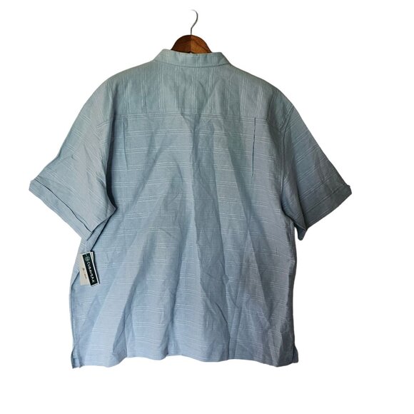 Cubavera Button Up Shirt Men's Size XXL Blue Short Sleeve Linen Blend NWT - Picture 9 of 12